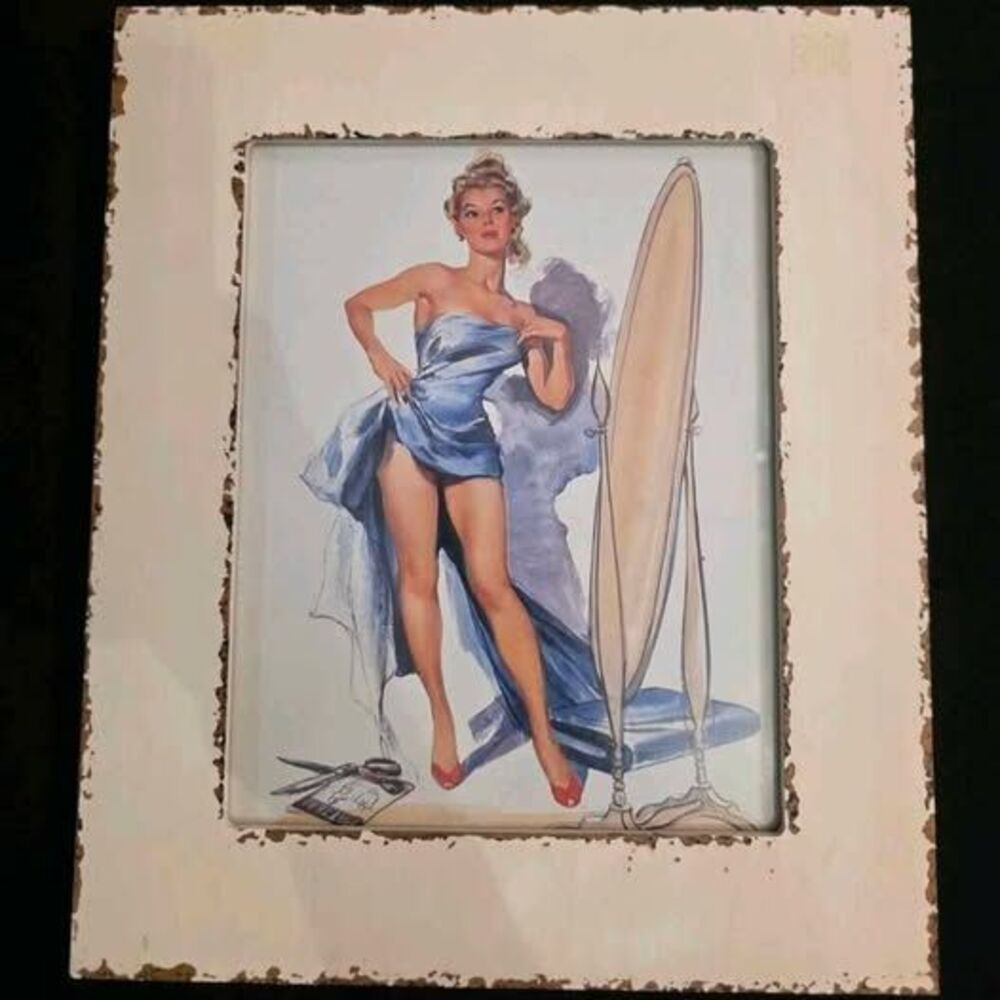 Framed Vintage Joyce Ballantyne Pinup Print The New Dress Retro Mid Century Art